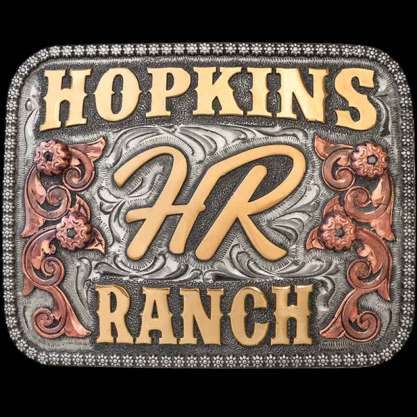 Make a bold statement, like any true cowboy with the Kingman Belt Buckle. The large Jeweler's Bronze lettering is sure to stand out alongside the other beautiful elements of this absolute Ranch Belt Buckle!